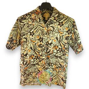 VTG Cooke Street Hawaiian Shirt Mens L Aloha Floral Rare Print Cotton Pistachio